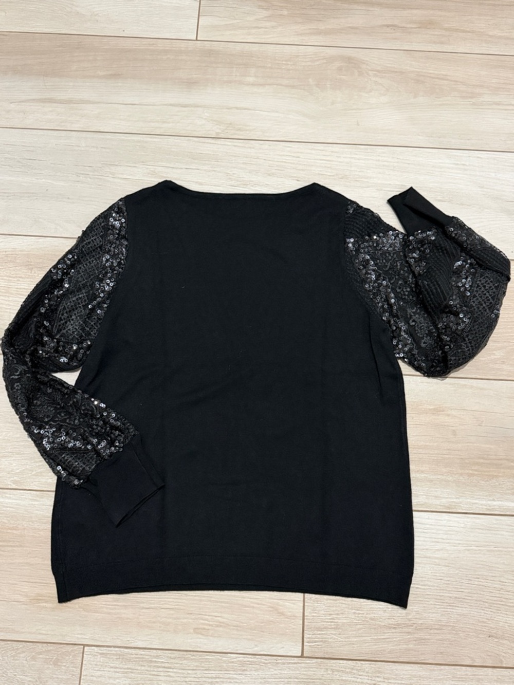 Adrianna Papell Black Sparkling Sequin Long  Sleeve Sweater Size Large - Picture 5 of 10